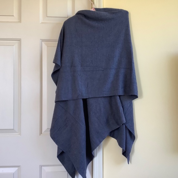 Barefoot Dreams CozyChic Lite Poncho Open Front Wrap Indigo Pacific Blue OS - Picture 4 of 15